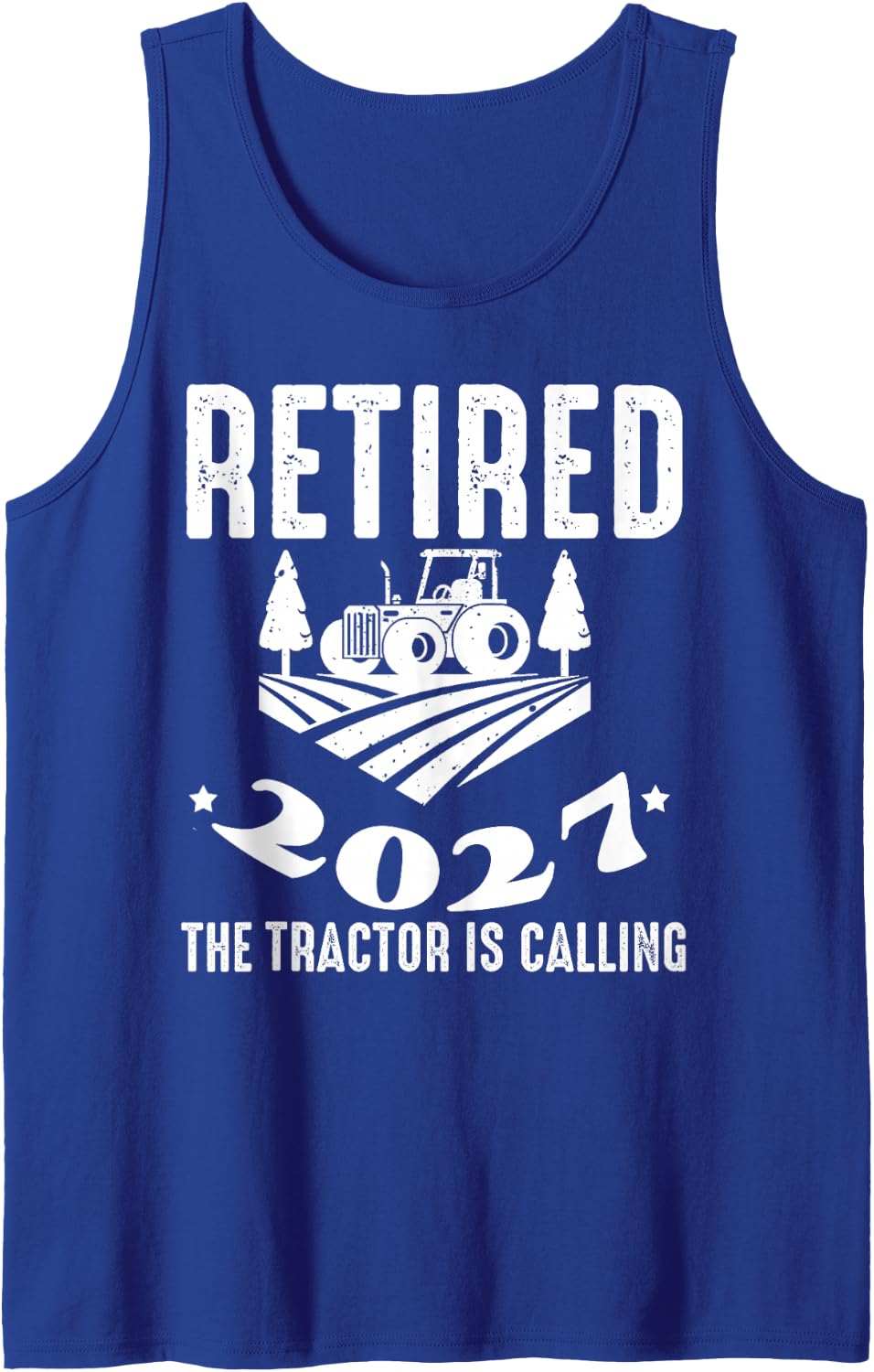 Retired Farmer Squad 2027 Tractor is Calling Grandpa Father Sleeveless Tank Top - Royal Blue