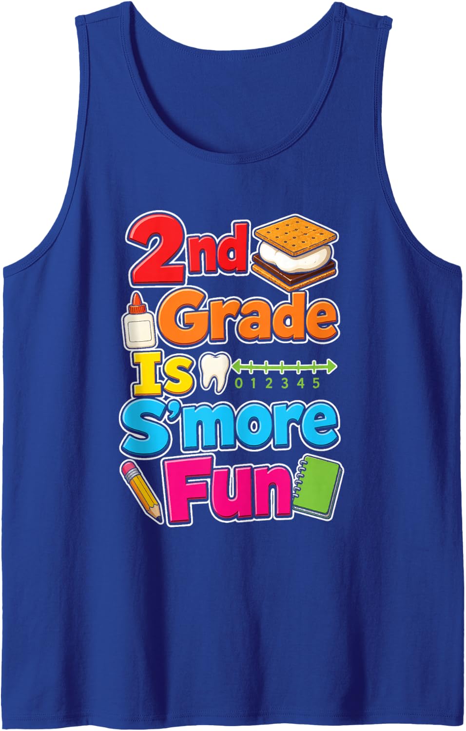 2nd Grade is S'More Fun First Day of School Boys Girls Sleeveless Tank Top - Royal Blue