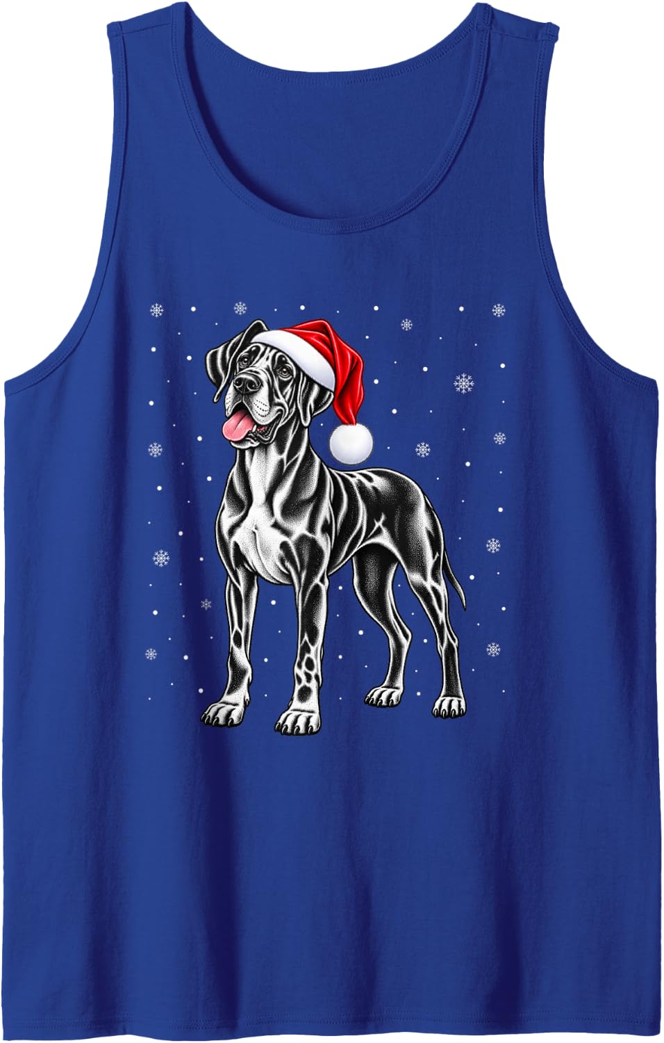 Great Dane Christmas Santa Hat Snowflakes Holiday Dog Sleeveless Tank Top - Royal Blue