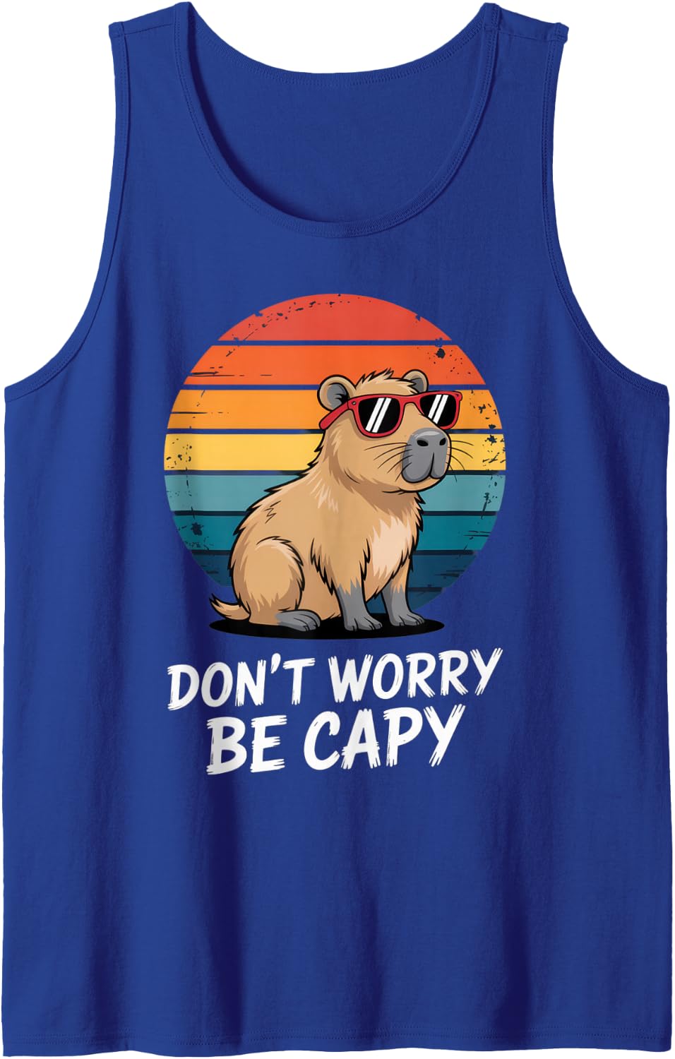 Don't Worry Be Capy Relaxed Capybara Lovers Summer Vibes Sleeveless Tank Top - Royal Blue