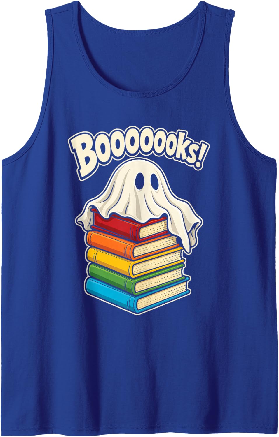 Librarian Booooooks Ghost Elementary School Reading Gift Sleeveless Tank Top - Royal Blue