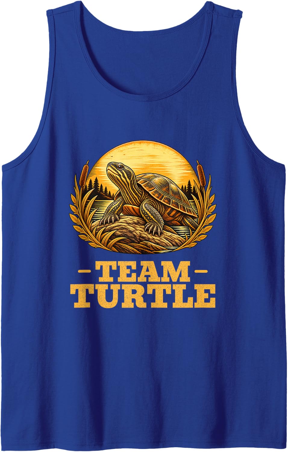 Team Turtle Vintage Reptile Retro Animal Lover Sleeveless Tank Top - Royal Blue