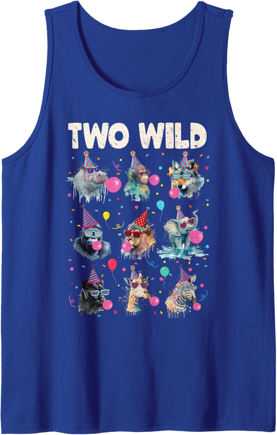 Birthday Animal Wildlife 2 Two Wild Bday Tee Zoo Lover Gifts Sleeveless Tank Top - Royal Blue