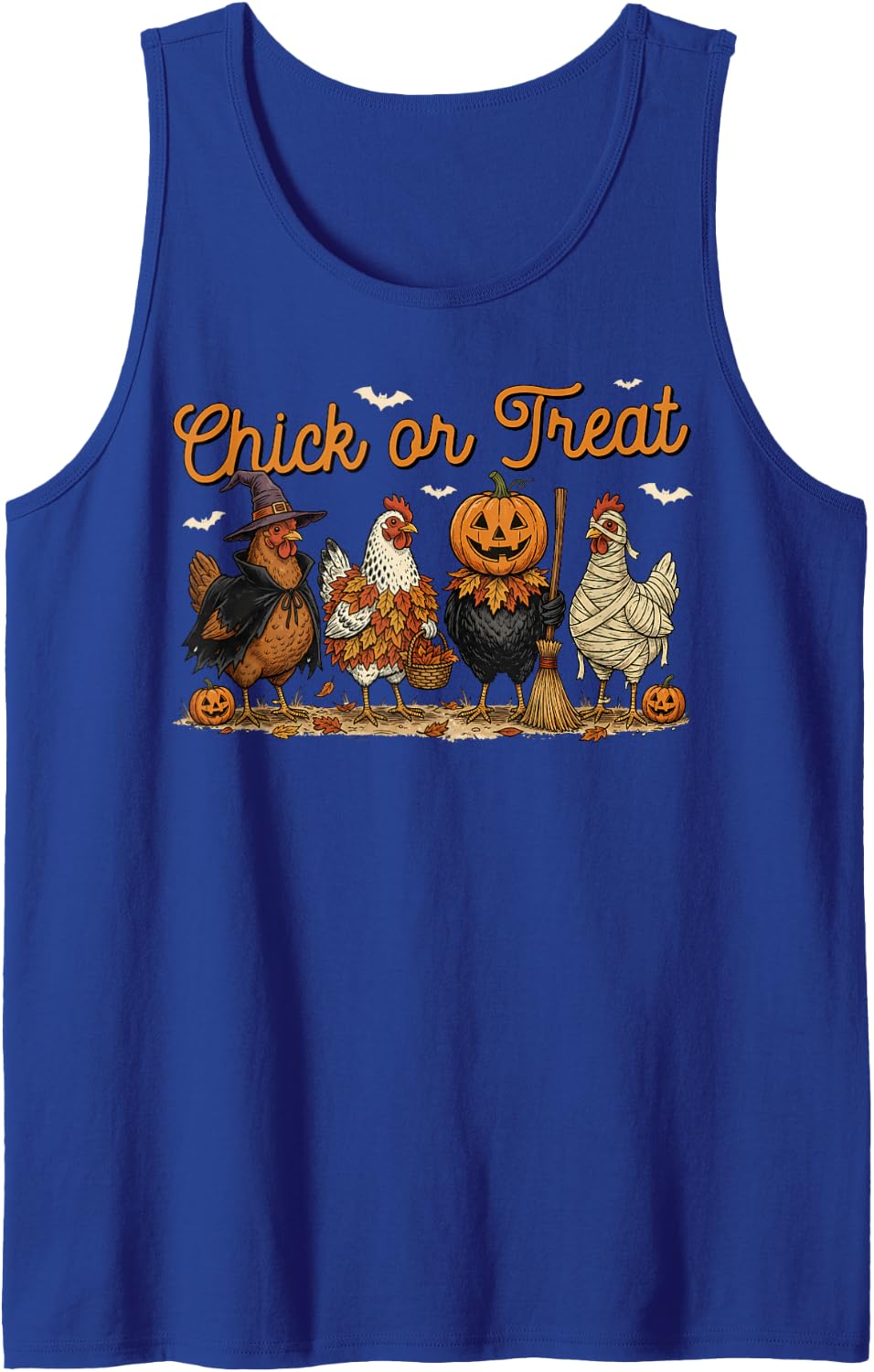 Chick Or Treat Spooky Chicken Halloween Costume Farm Farmer Sleeveless Tank Top - Royal Blue