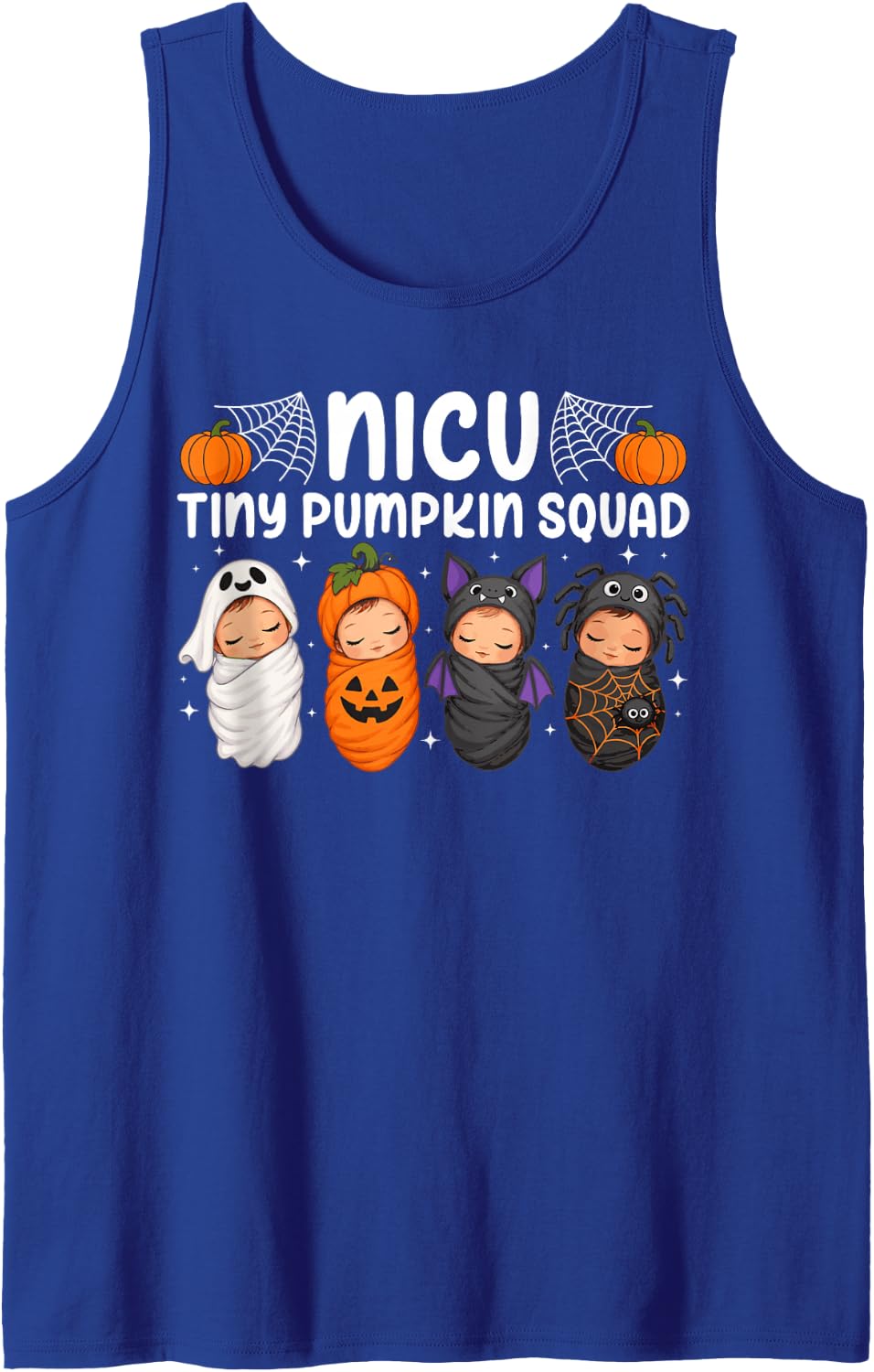 Spooky NICU Squad Halloween Neonatal Intensive Care Unit Sleeveless Tank Top - Royal Blue