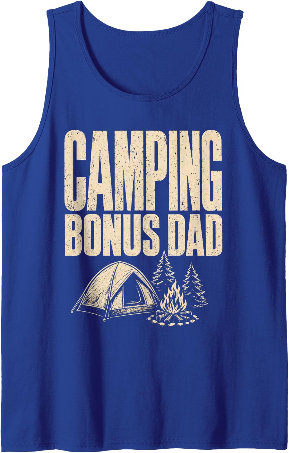 Camping Bonus Dad Camper Gift for Men Campfire Dome Tent Sleeveless Tank Top - Royal Blue