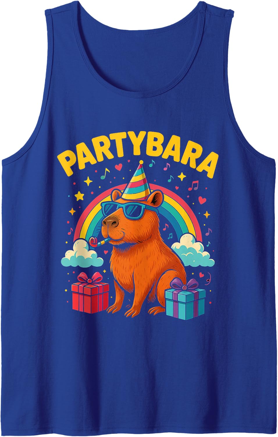 Partybara Capybara Birthday Fun Rainbow Animal Gifts Kids Sleeveless Tank Top - Royal Blue