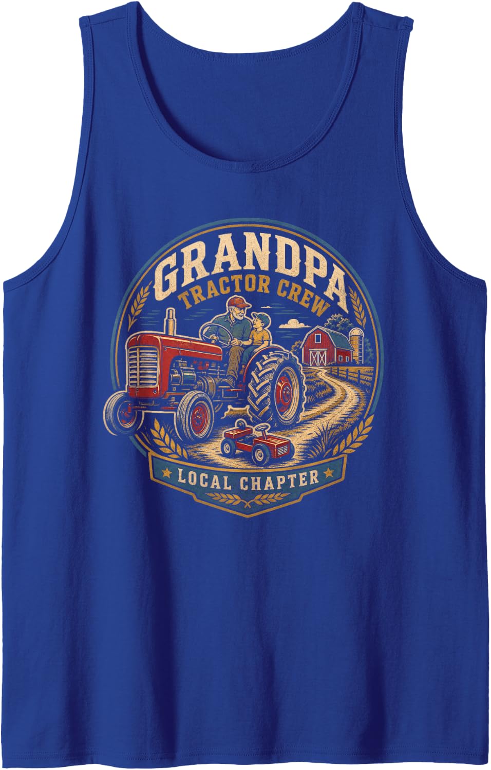 Men's Grandpa Tractor Crew Local Chapter Farmer Sleeveless Tank Top - Royal Blue