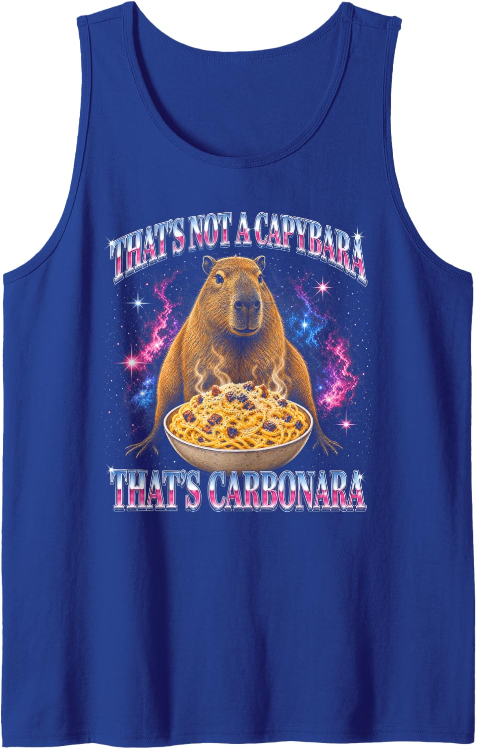 Capybara Carbonara Meme Funny Sleeveless Tank Top - Royal Blue