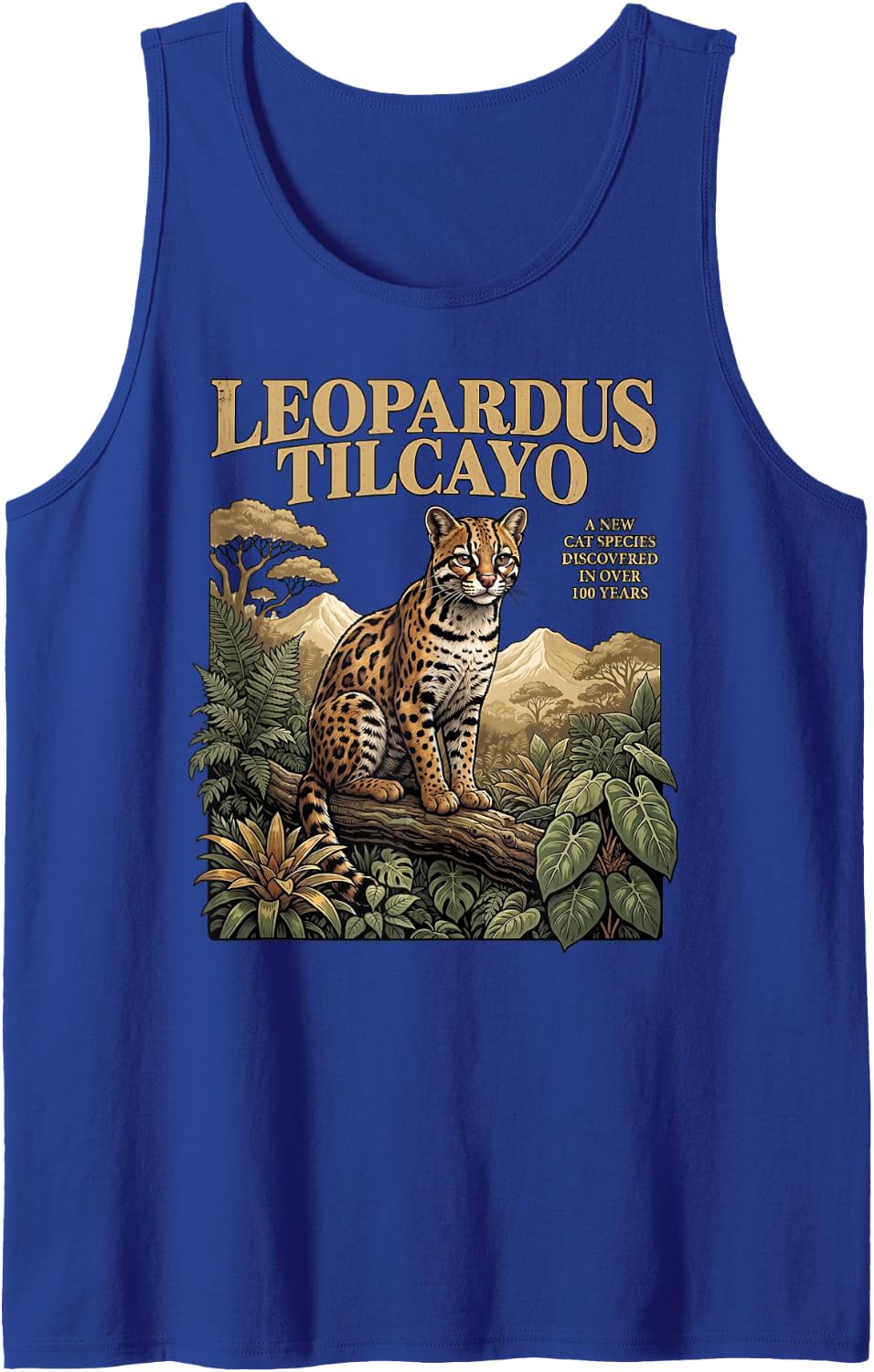 Cat Lover Nature Wildlife Leopardus Tilcayo Cat Sleeveless Tank Top - Royal Blue
