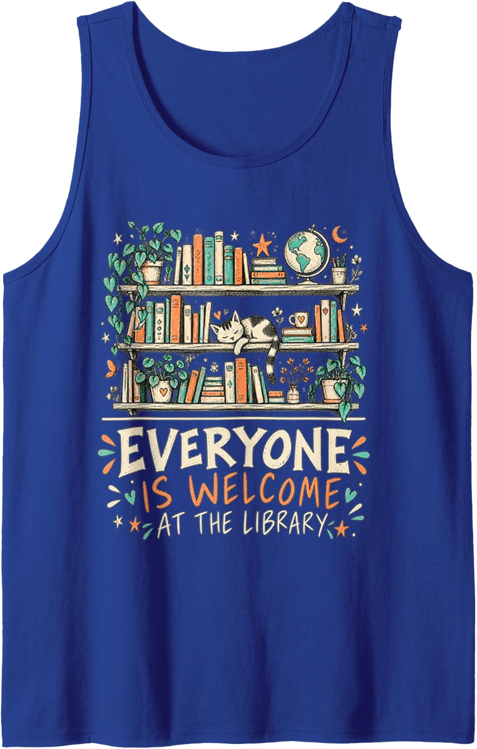 Everyone is Welcome At The Library Reader Librarians Sleeveless Tank Top - Royal Blue