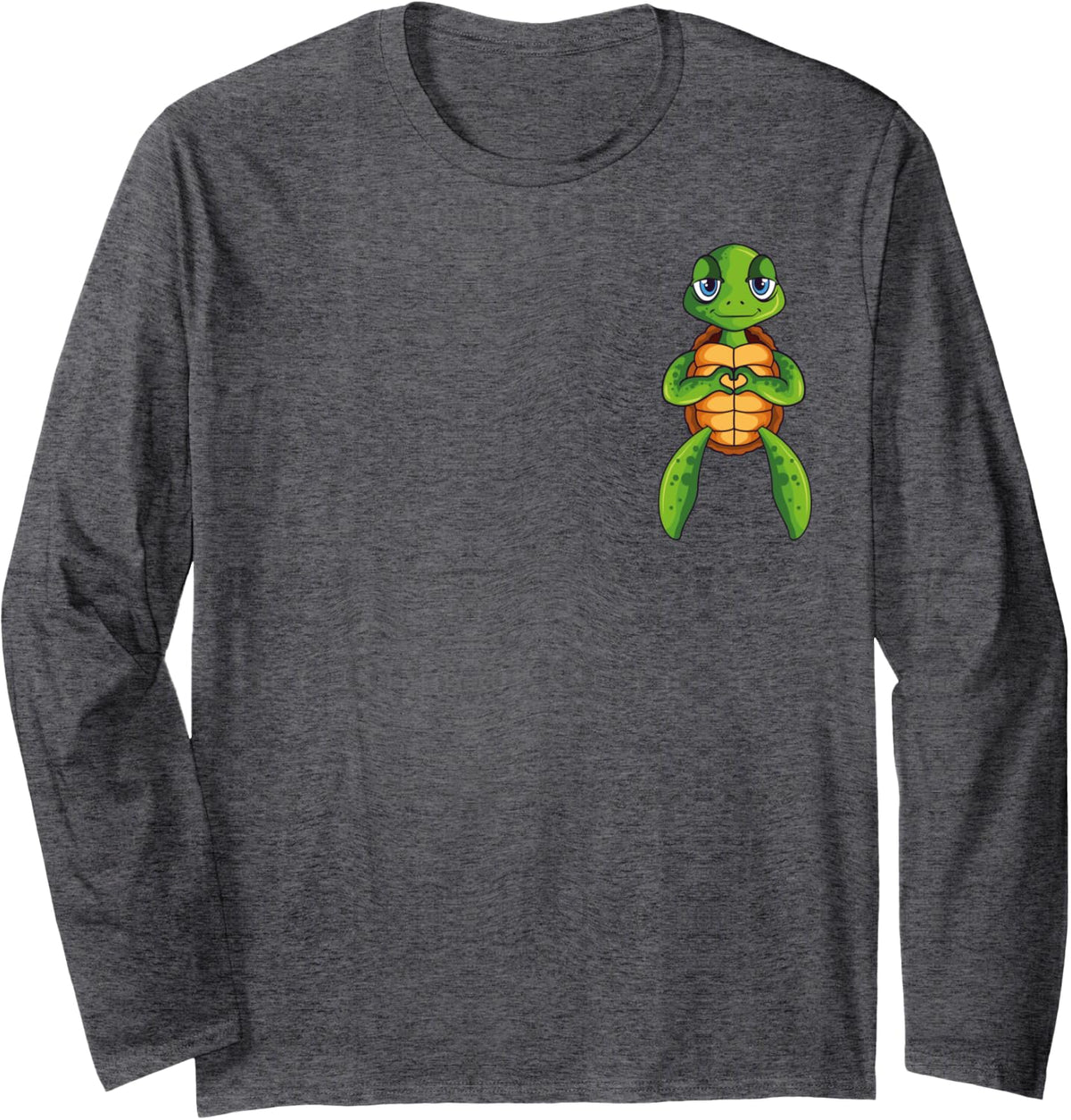 Turtle Tortoise Kids Boys Girls Women Long Sleeve T-Shirt - Adult Unisex Dark Heather Grey