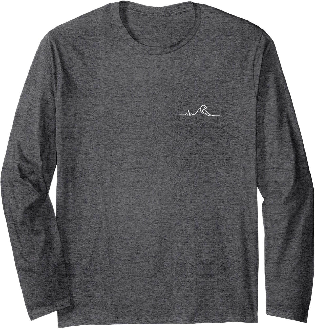 Parrot Heartbeat Minimalist Bird Lover Design Long Sleeve T-Shirt - Adult Unisex Dark Heather Grey
