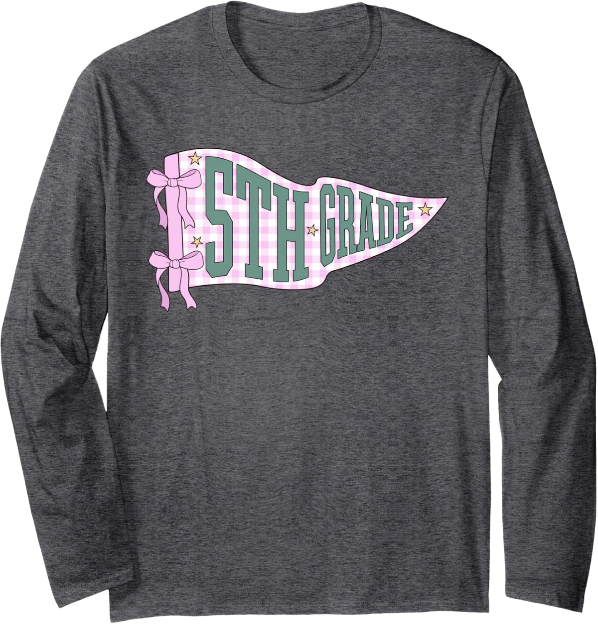 Fifth Grade Back to School Pennant Flag 5th Grade Long Sleeve T-Shirt - Adult Unisex Dark Heather Grey