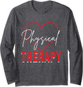 Therapist Valentines Day Gift PTA Love Physical Therapy Long Sleeve T-Shirt - Adult Unisex Dark Heather Grey
