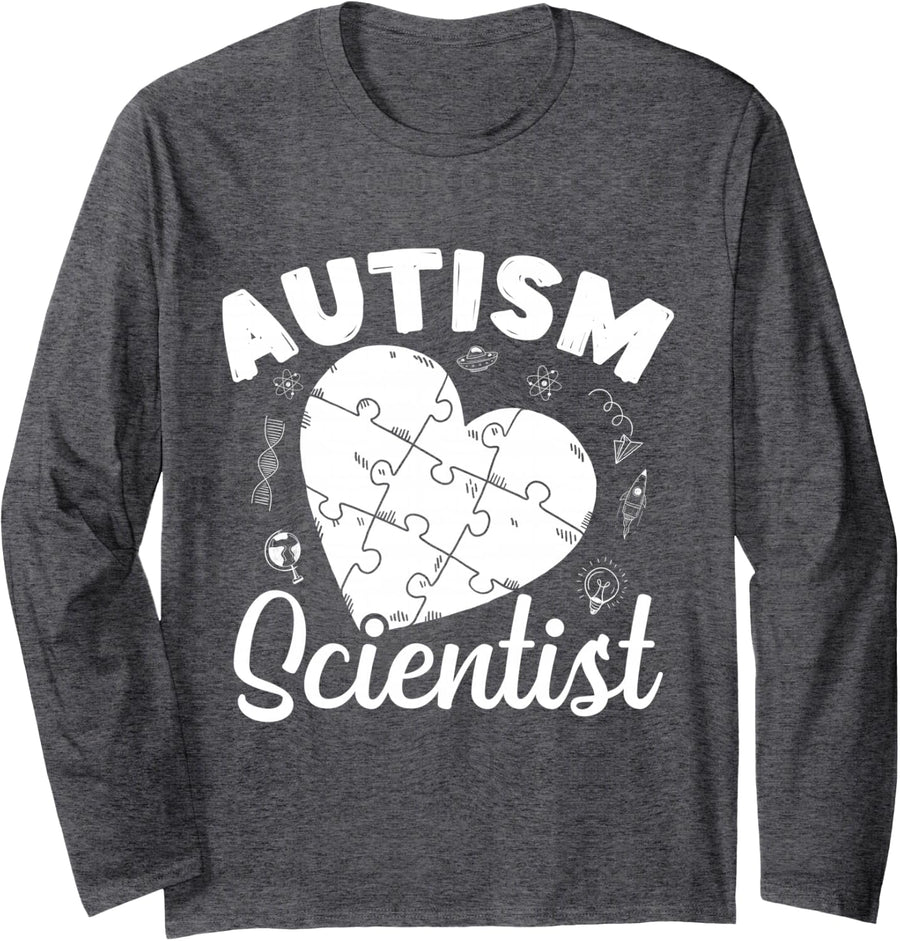 Preschool Teacher Autism Scientist Daycare Teacher Long Sleeve T-Shirt - Adult Unisex Dark Heather Grey