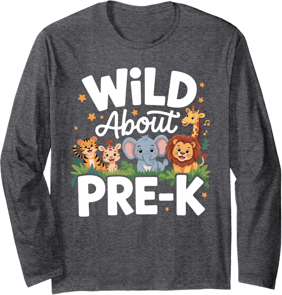 Funny Pre-K Teacher Art for Men Women Kindergarten Preschool Long Sleeve T-Shirt - Adult Unisex Dark Heather Grey