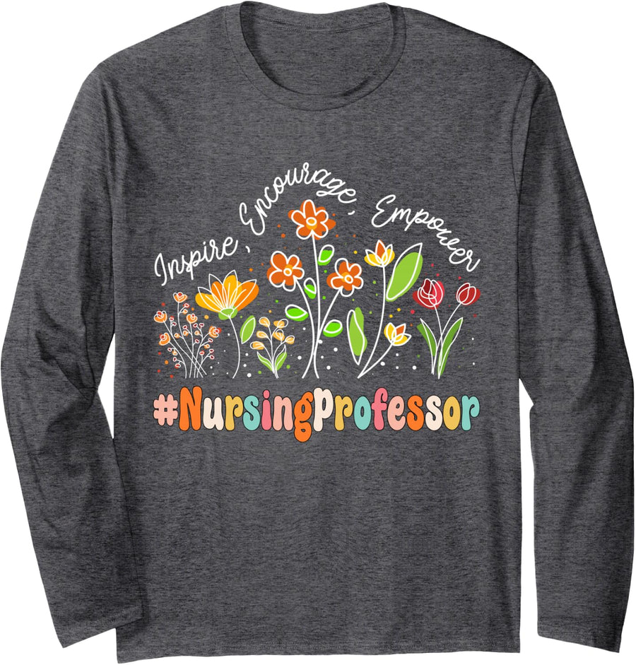 Nursing Professor Appreciation Week Teacher Back to School Long Sleeve T-Shirt - Adult Unisex Dark Heather Grey