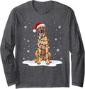 Great Dane Christmas Lights Pet Dog Animal Lover Xmas Long Sleeve T-Shirt - Adult Unisex Dark Heather Grey