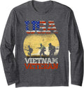 USA Vietnam Veteran Long Sleeve T-Shirt - Adult Unisex Dark Heather Grey