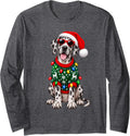 Great Dane Christmas Sweater Santa Hat Sunglasses Dog Long Sleeve T-Shirt - Adult Unisex Dark Heather Grey