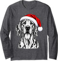 Great Dane Christmas Santa Hat Men Women Kids Xmas Long Sleeve T-Shirt - Adult Unisex Dark Heather Grey