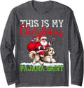 This is My Havanese Ugly Christmas Pajama Sweater Dog Long Sleeve T-Shirt - Adult Unisex Dark Heather Grey
