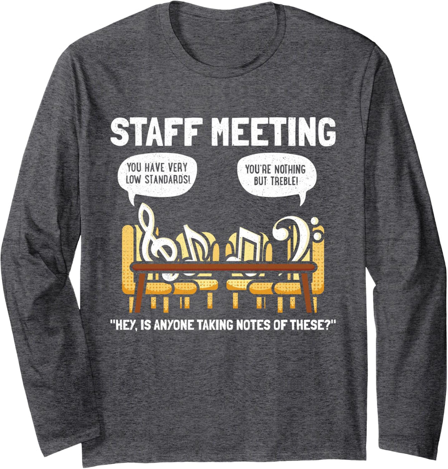 Music Theory Musician Music Teacher Funny Musical Notes Long Sleeve T-Shirt - Adult Unisex Dark Heather Grey