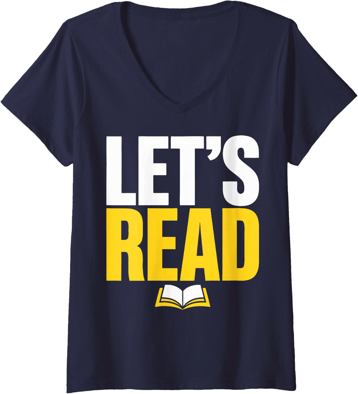 Women's Librarian Read Books Library Reading V-Neck T-Shirt - Navy Blue