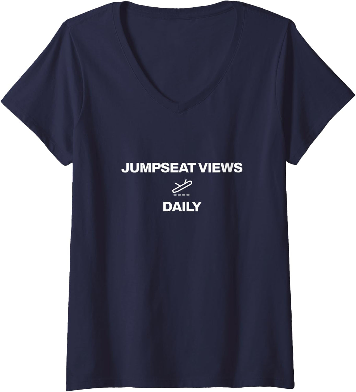 Women's Flight Attendant Airline Crew Stewardess Layover Cabin Crew V-Neck T-Shirt - Navy Blue