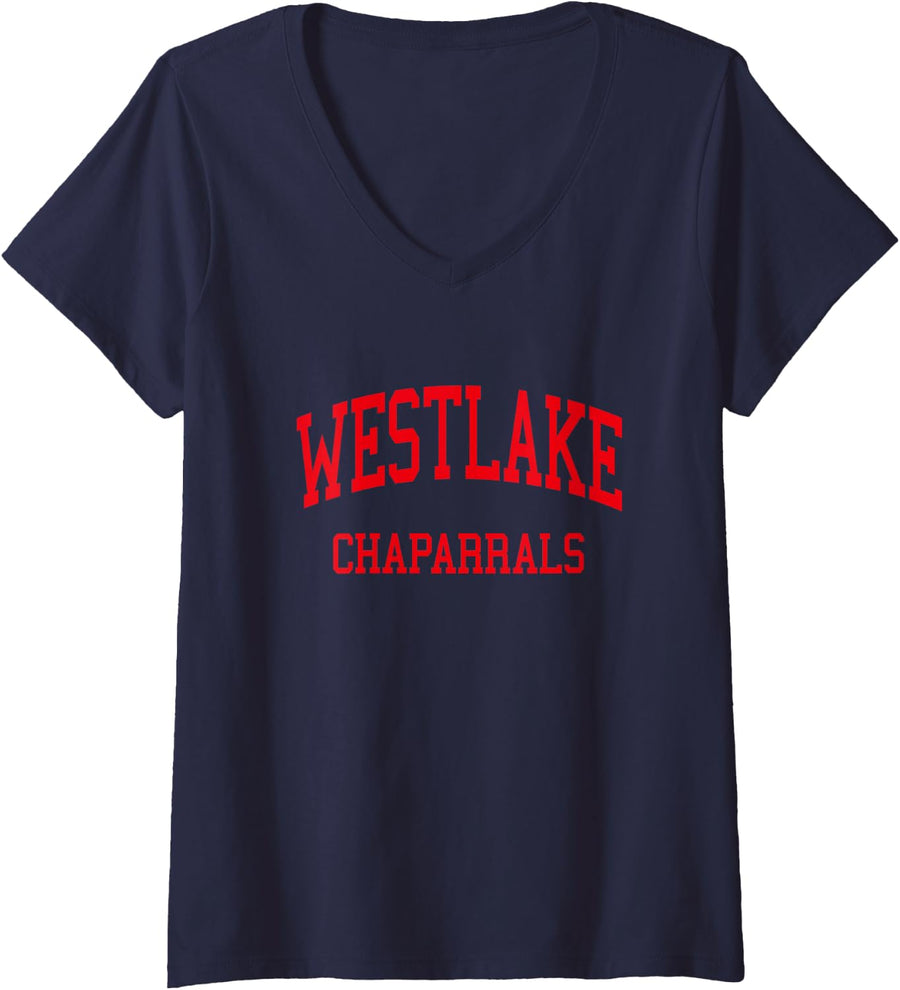 Women's Westlake High School HS Austin TX Retro Sports V-Neck T-Shirt - Navy Blue