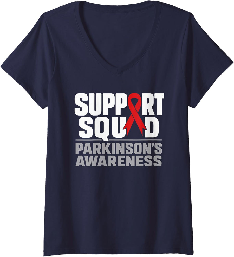 Women's Parkinson's Awareness Support Squad V-Neck T-Shirt - Navy Blue