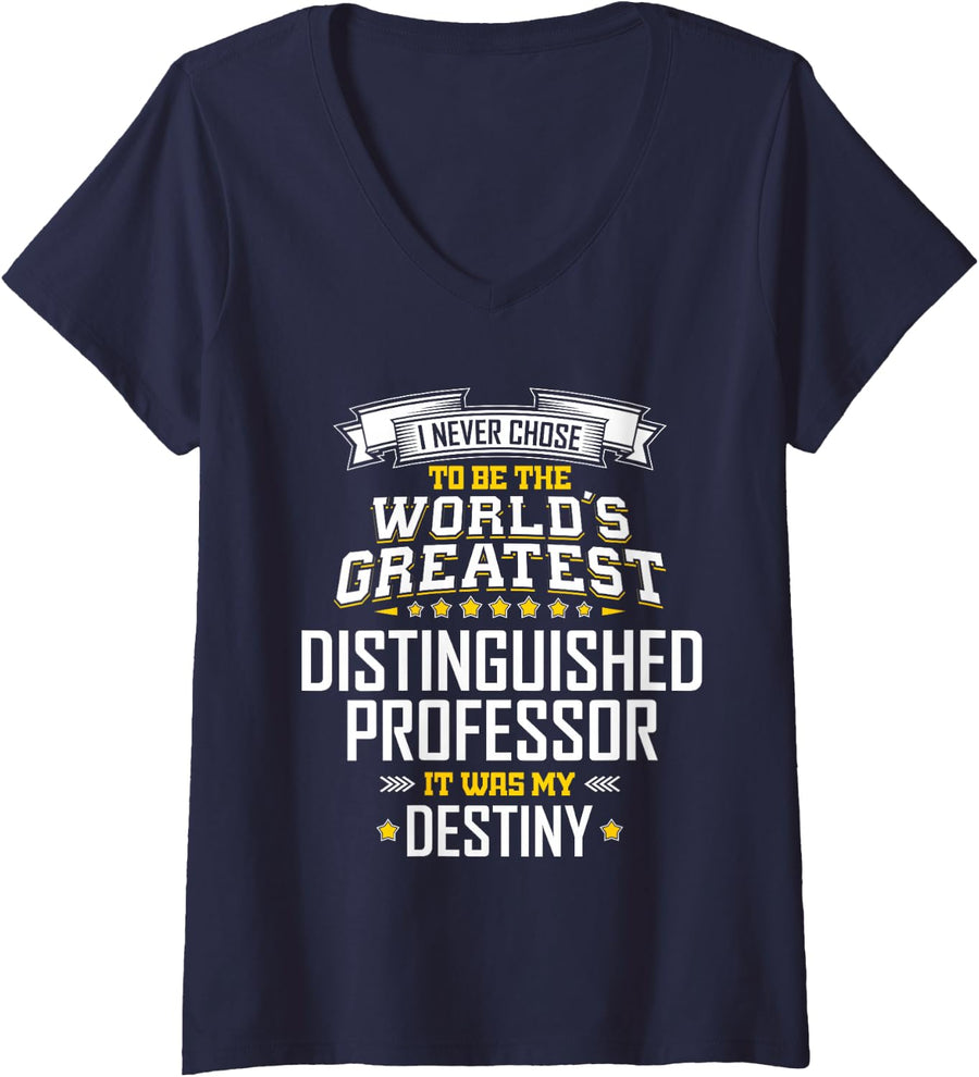 Women's Distinguished Professor Idea World's Greatest Professor V-Neck T-Shirt - Navy Blue