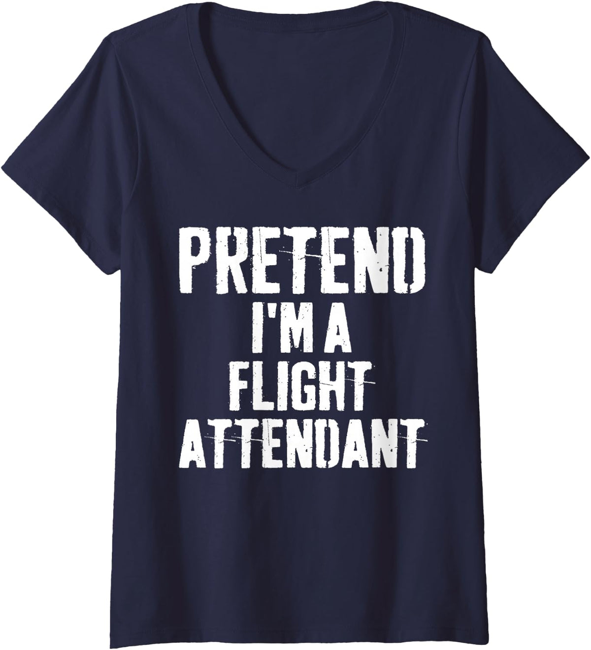 Women's Pretend I'm A Flight Attendant Lazy Easy Halloween Costume V-Neck T-Shirt - Navy Blue