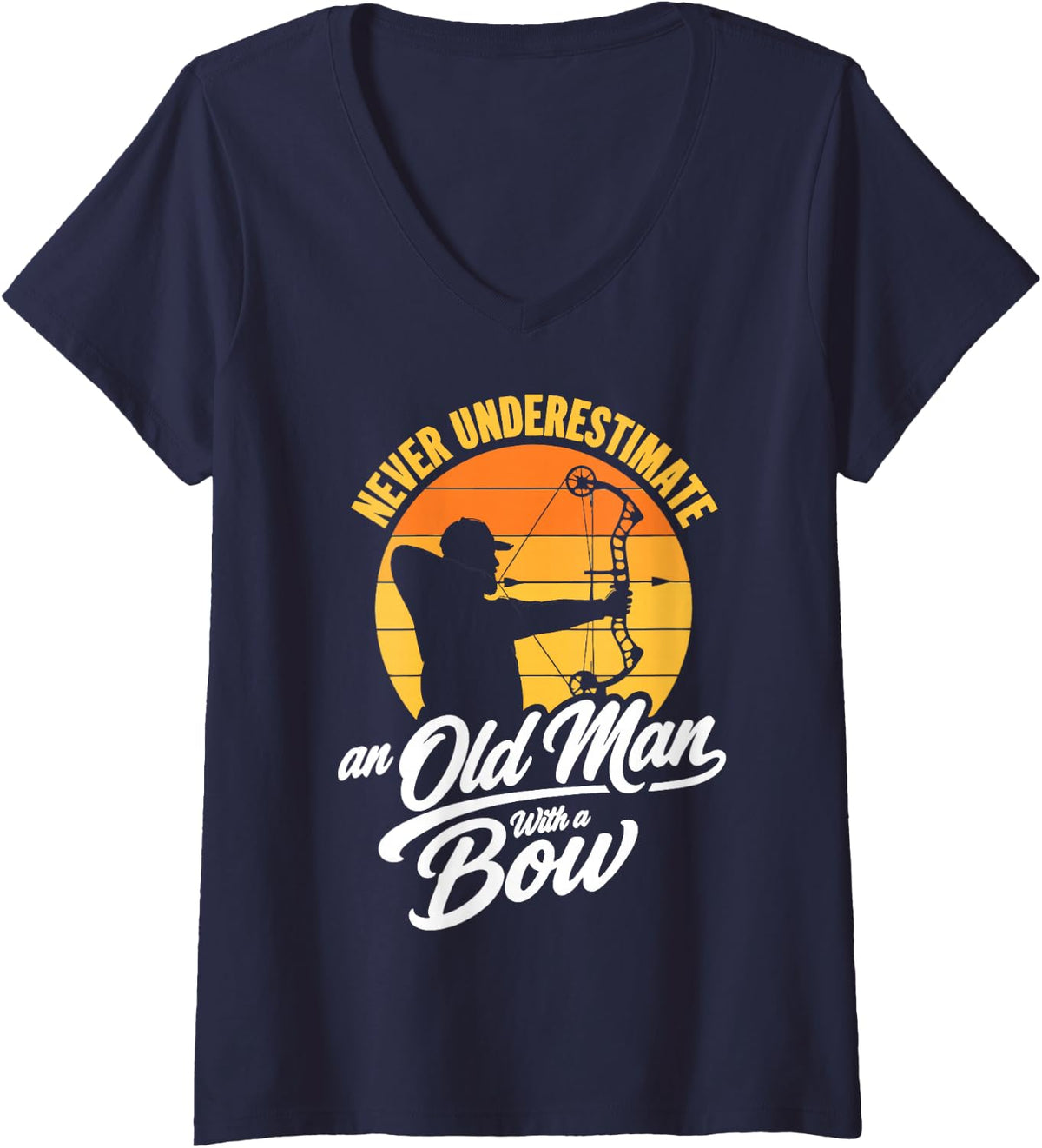 Women's Bow Elk Hunting Bull Elk Hunter V-Neck T-Shirt - Navy Blue