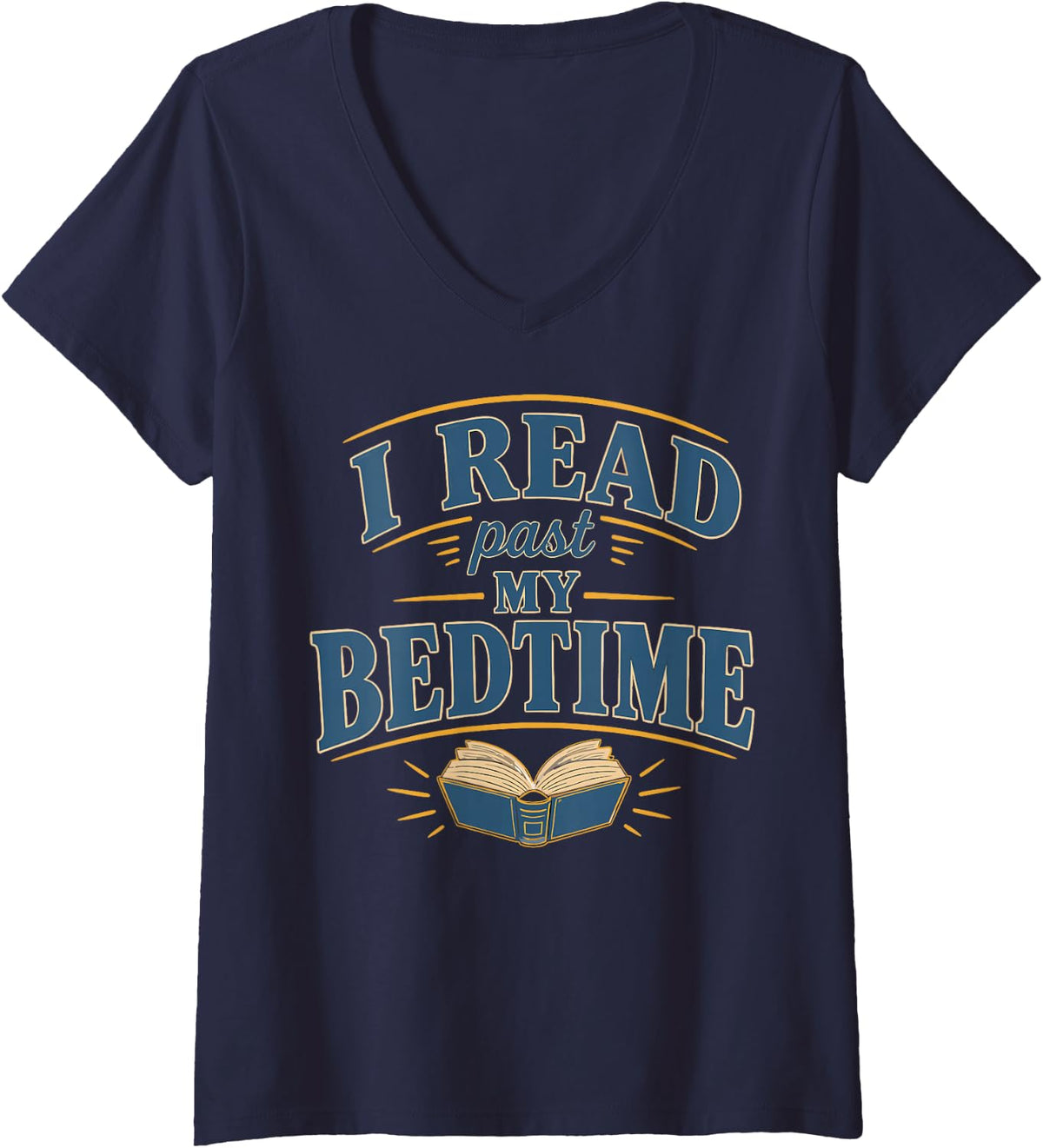Women's Librarian Book Lover Library Reading V-Neck T-Shirt - Navy Blue
