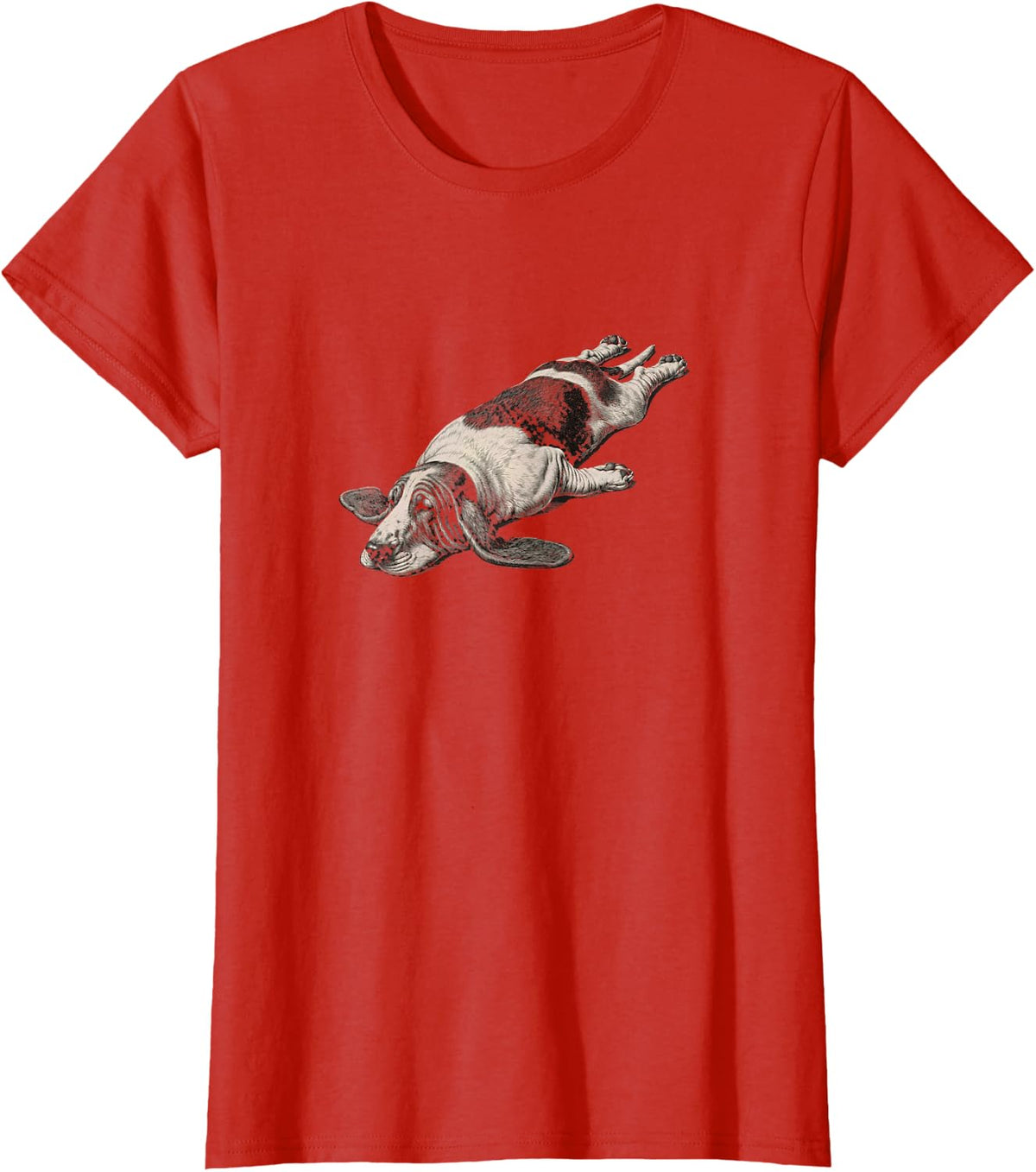 Funny Lazy Basset Hound Sploot Sleeping Dog Lover T-Shirt - Red