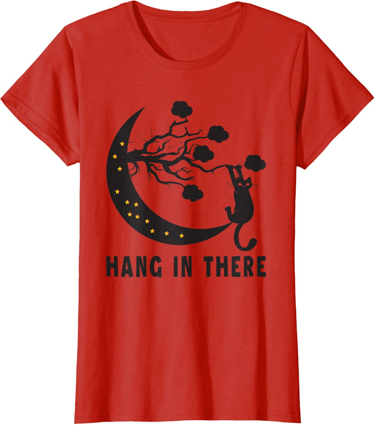 Hang In There Funny Cat Lovers Sarcastic T-Shirt - Red