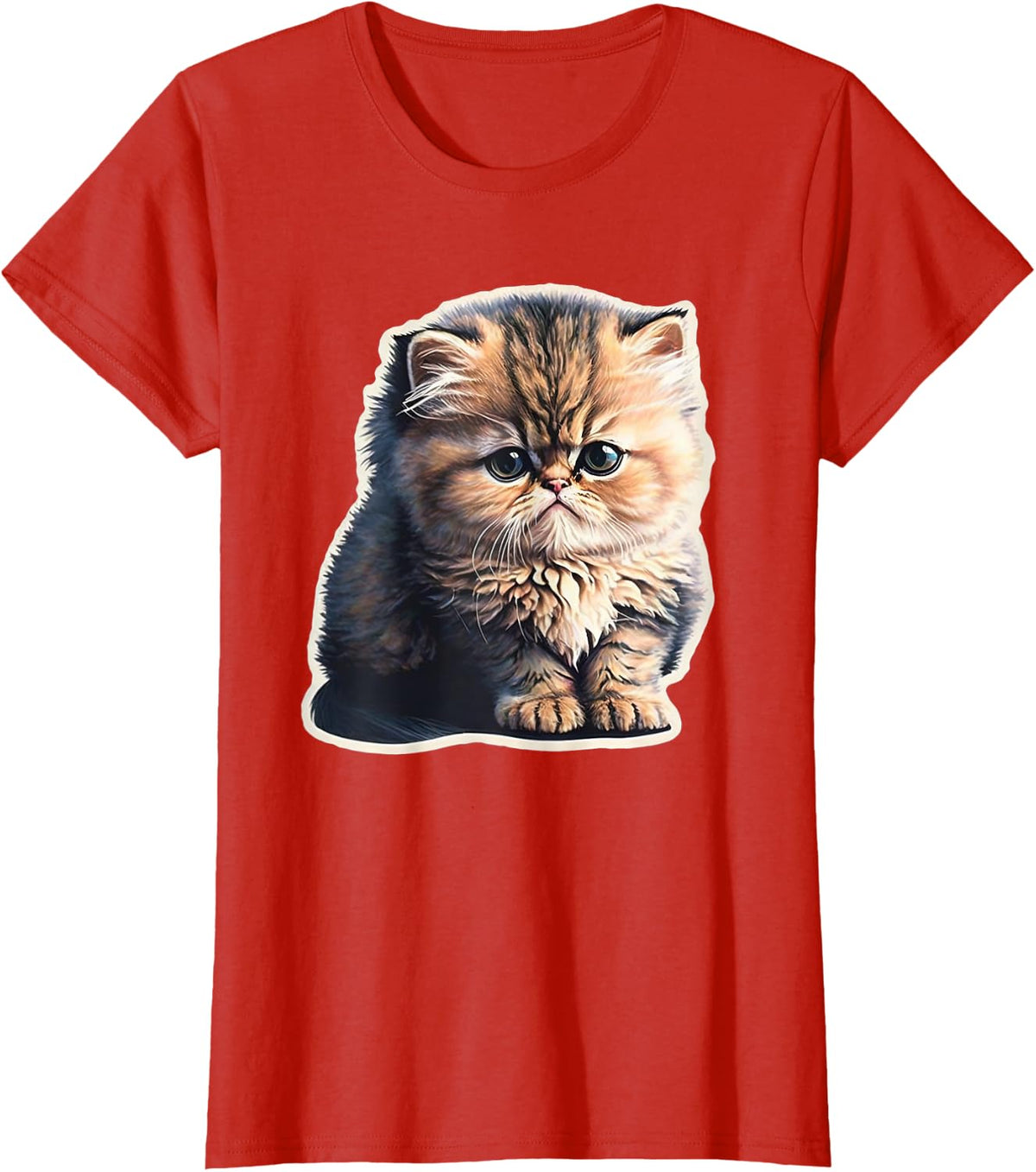 Persian Cat T-Shirt for Men Women Kids - Red