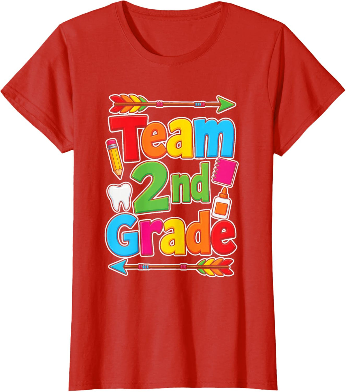 2nd Grade Team Matching School Staff Squad First Day T-Shirt - Red