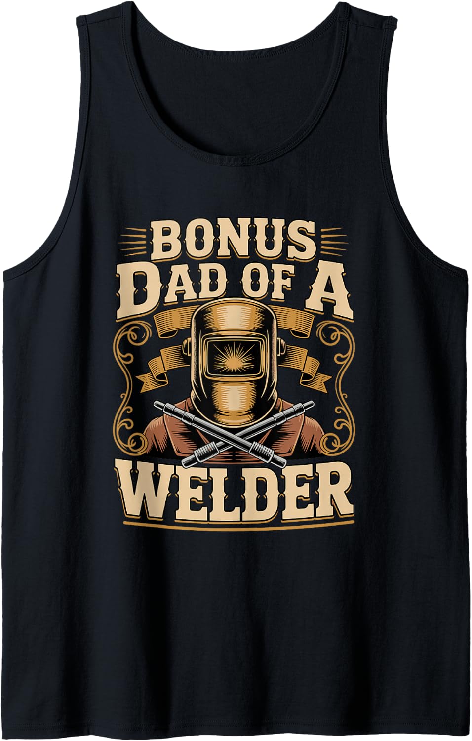 Men's Bonus Dad of a Welder Stepdad Sleeveless Tank Top - Black