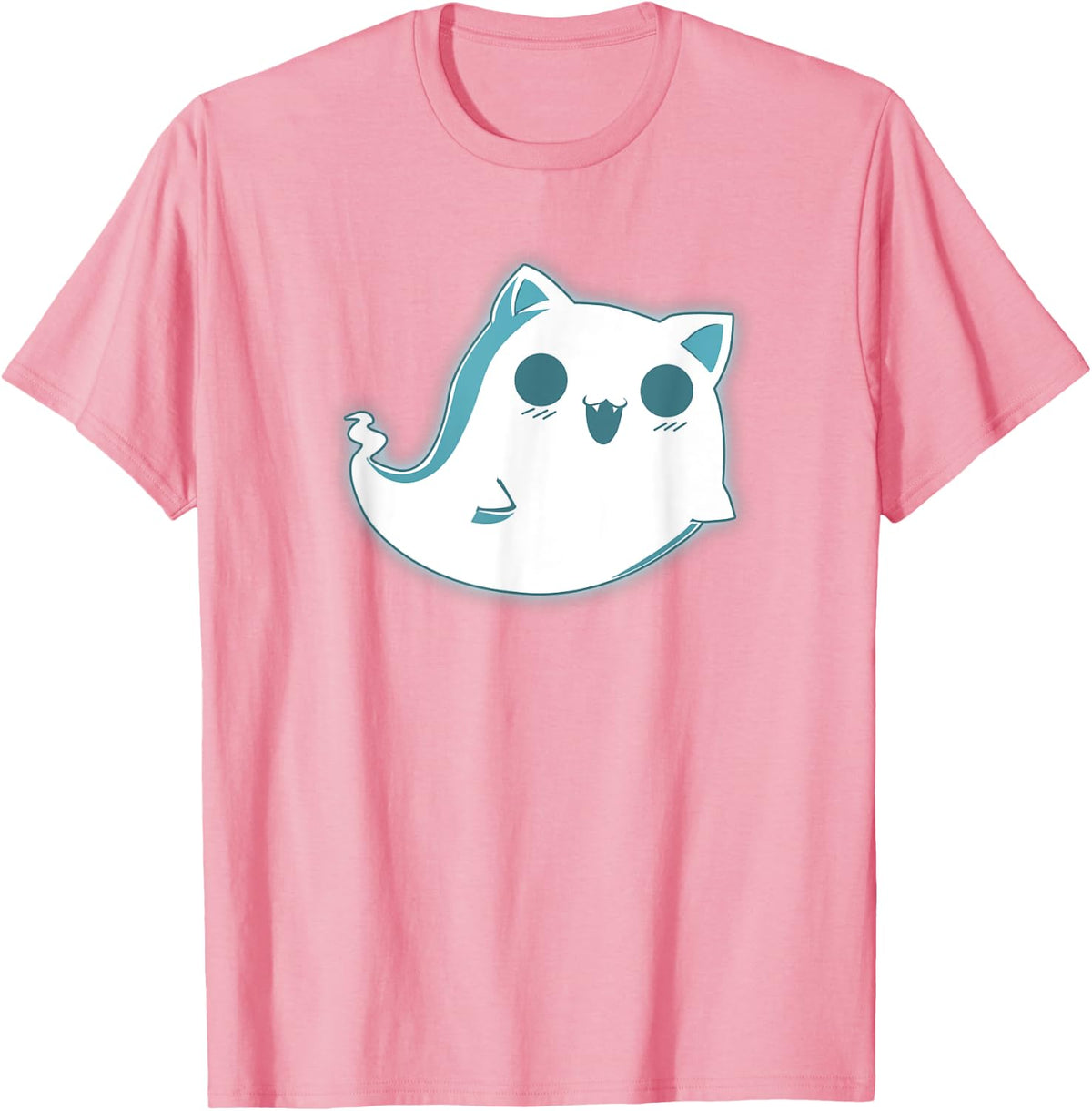 Pastel Goth Shirts For Women, Cute Ghost Cat Tee Shirts - Pink