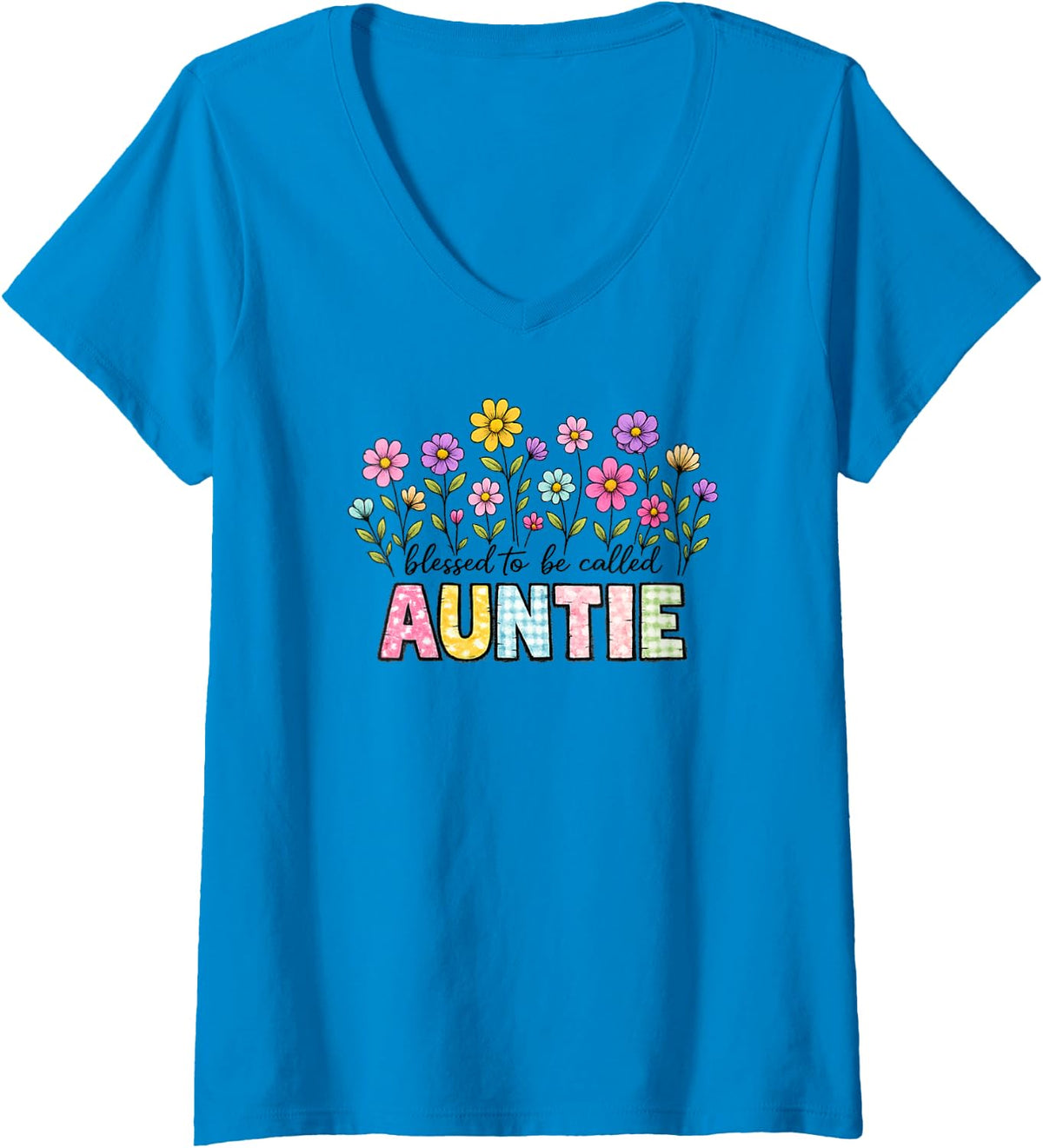 Women's Auntie V-Neck T-Shirt - Sapphire Blue