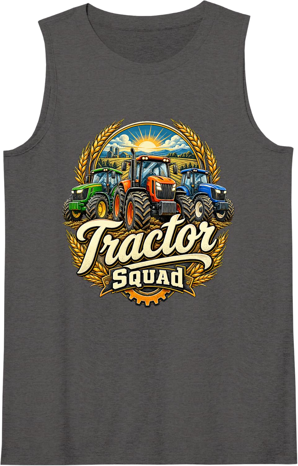 Women's Tractor Squad Vintage Farmer Farming Team T-Shirt Sleeveless Tank Top - Dark Heather Grey