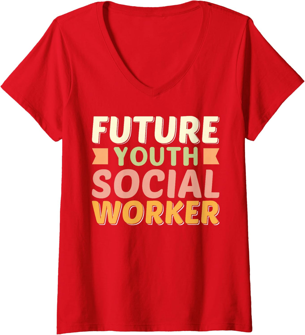 Women's Future Youth Social Worker, Funny Youth Social Worker V-Neck T-Shirt - Red