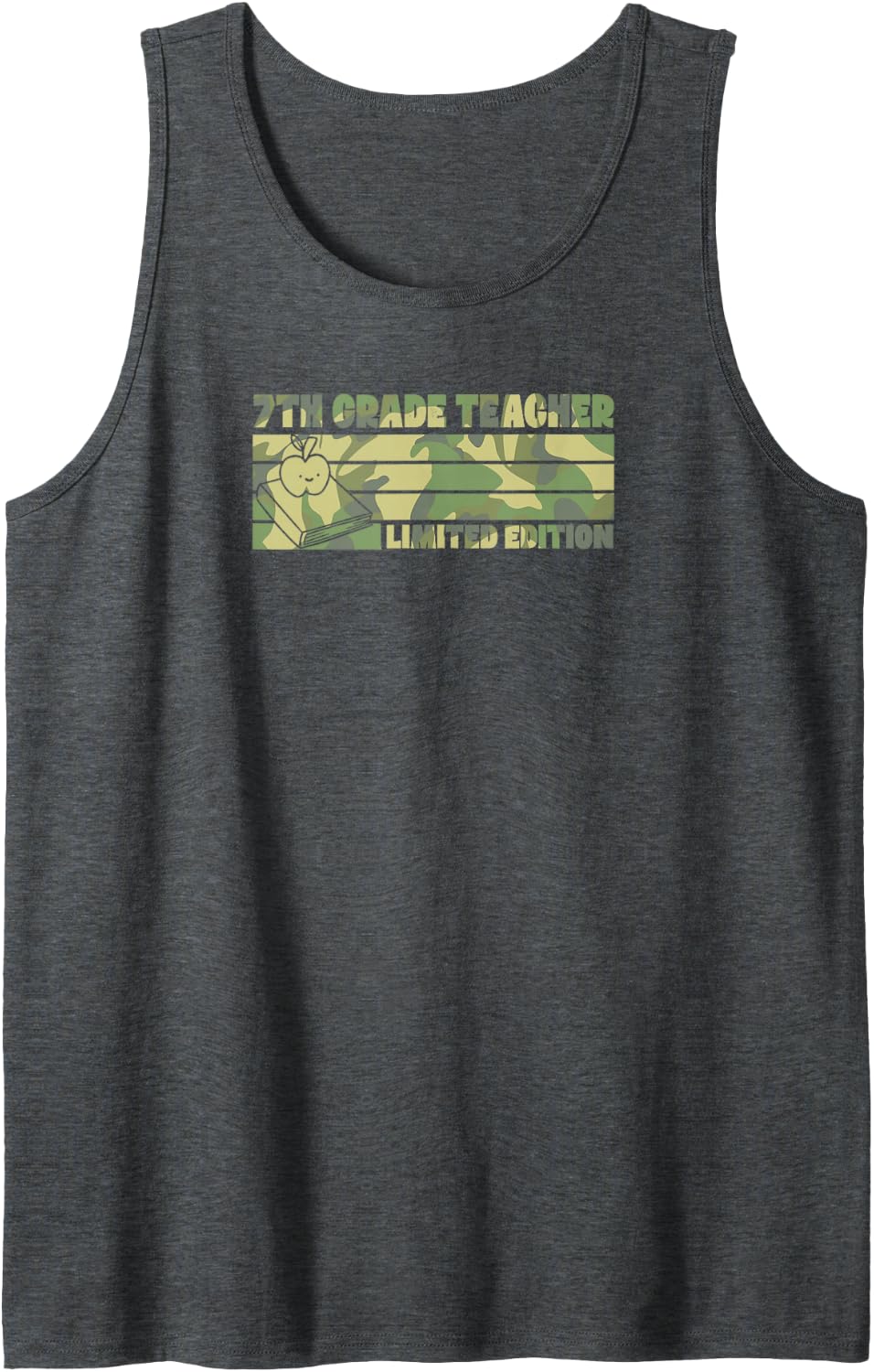 7th Grade Teacher Limited Edition Retro 70s Style Teacher Sleeveless Tank Top - Dark Heather Grey
