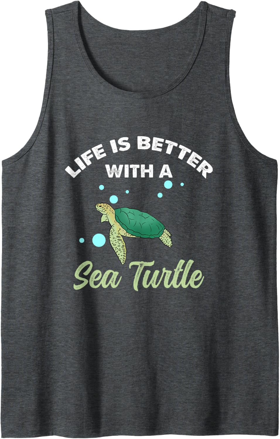 Life is Better with A Sea Turtle Sleeveless Tank Top - Dark Heather Grey