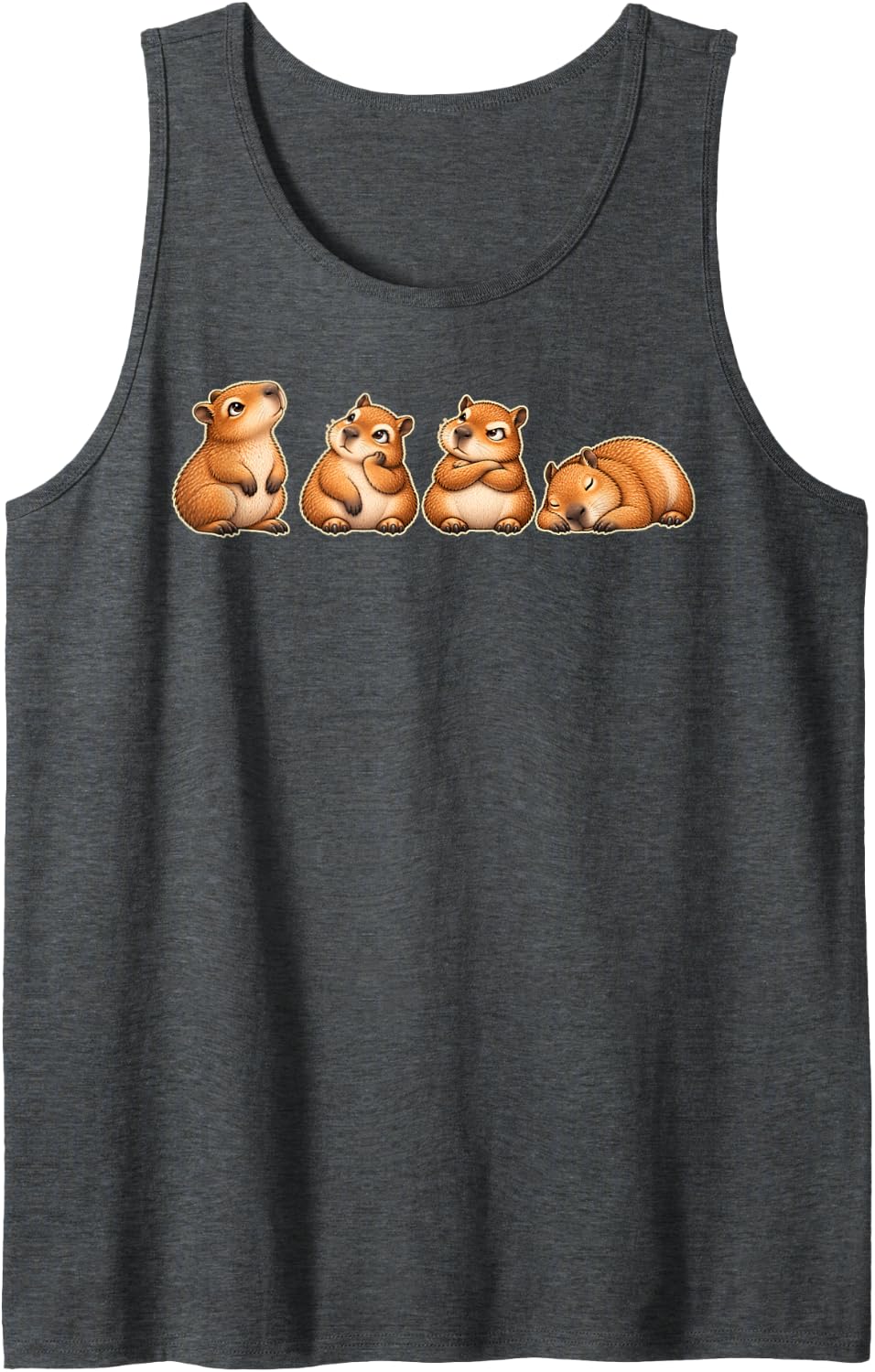 Cute Capybara Lover Relaxed Animal Humor Sleeveless Tank Top - Dark Heather Grey