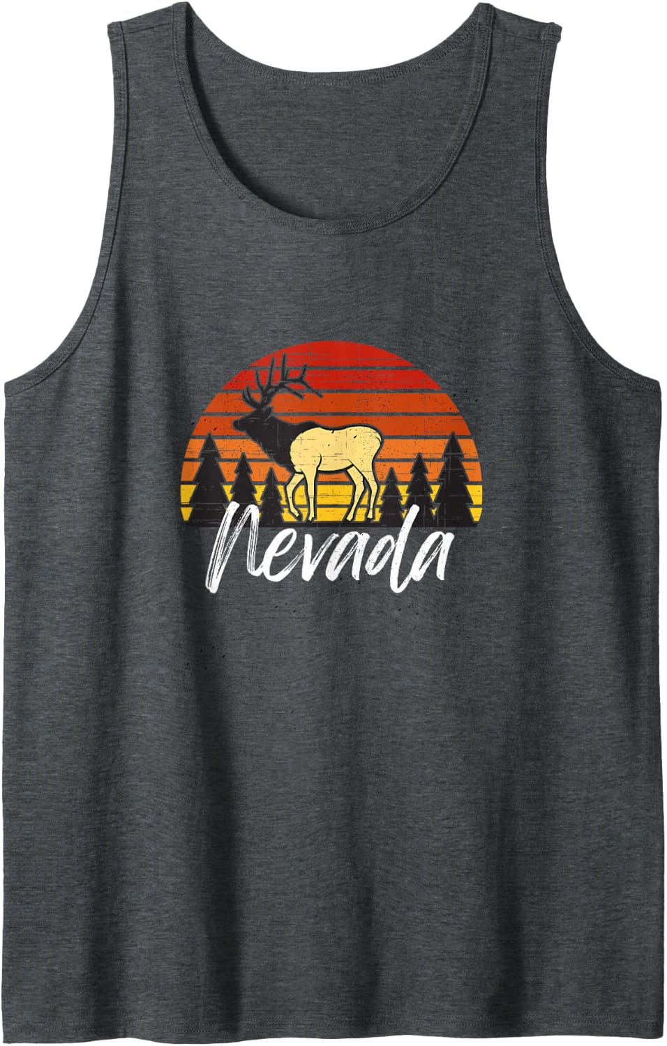 Vintage Elk Hunting Nevada Sleeveless Tank Top - Dark Heather Grey