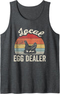 Local Egg Dealer Funny Chicken Farmer Retro Vintage Graphic Sleeveless Tank Top - Dark Heather Grey